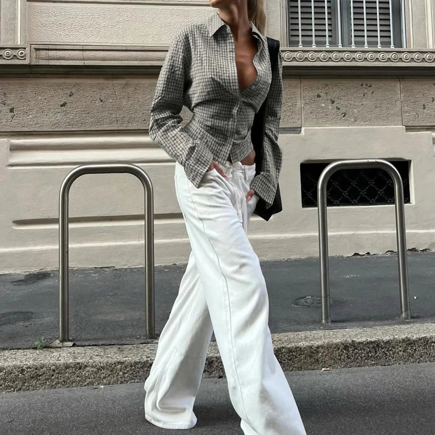 Stylish Work Outfits, Outfit Summer Ideas Back Tie Plaid Shirt Stylish Work Outfits, Outfit Summer Ideas Back Tie Plaid Shirt