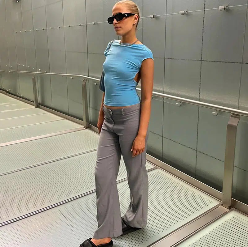 Stylish Work Outfits, Outfit Summer Ideas Backless Basic Top Stylish Work Outfits, Outfit Summer Ideas Backless Basic Top