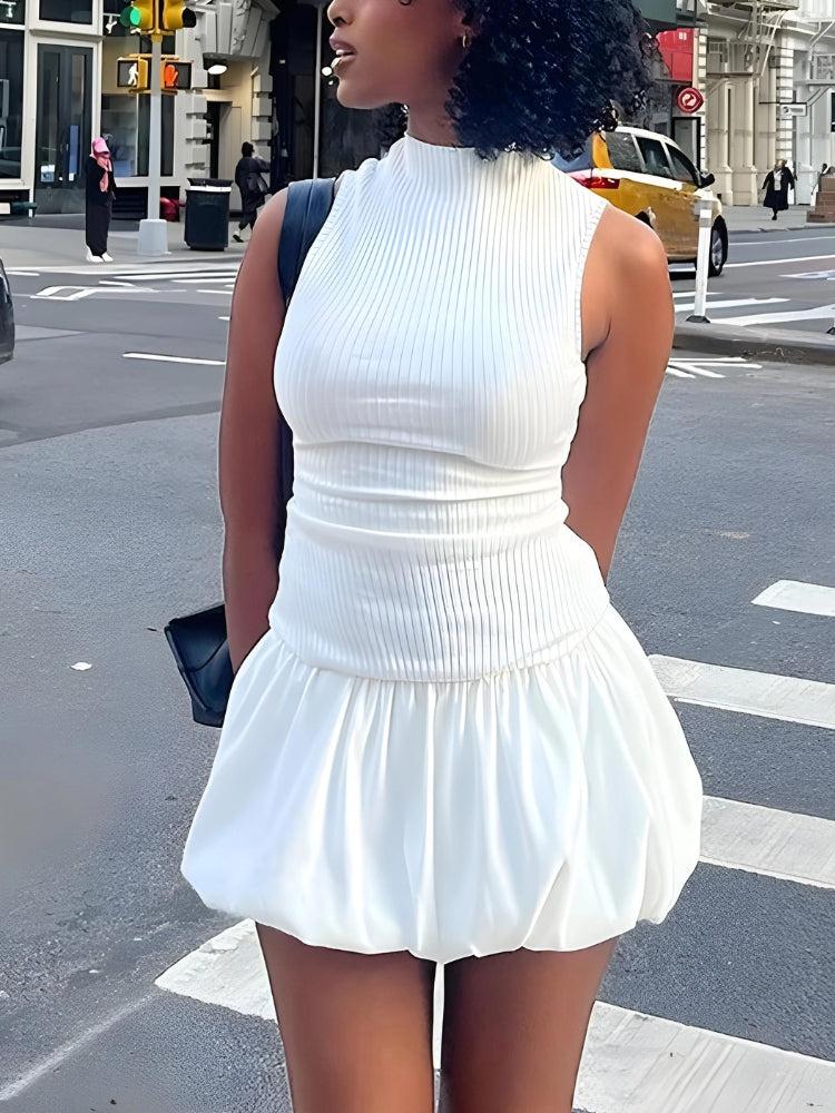 Stylish Work Outfits, Outfit Summer Ideas Backless Bubble Mini Dress