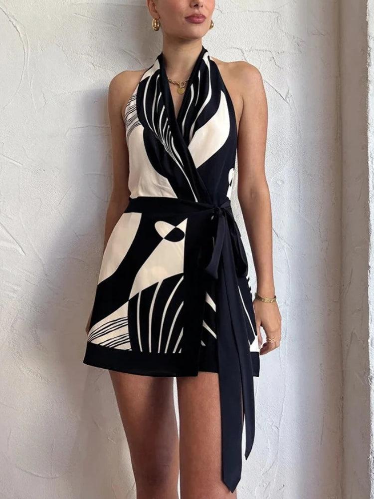 Stylish Work Outfits, Outfit Summer Ideas Backless Wrap Front Mini Dress Stylish Work Outfits, Outfit Summer Ideas Backless Wrap Front Mini Dress