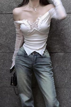 Stylish Work Outfits, Outfit Summer Ideas Baddie Butterfly Off Shoulder Top