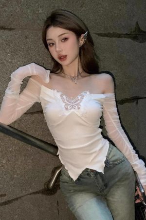 Stylish Work Outfits, Outfit Summer Ideas Baddie Butterfly Off Shoulder Top