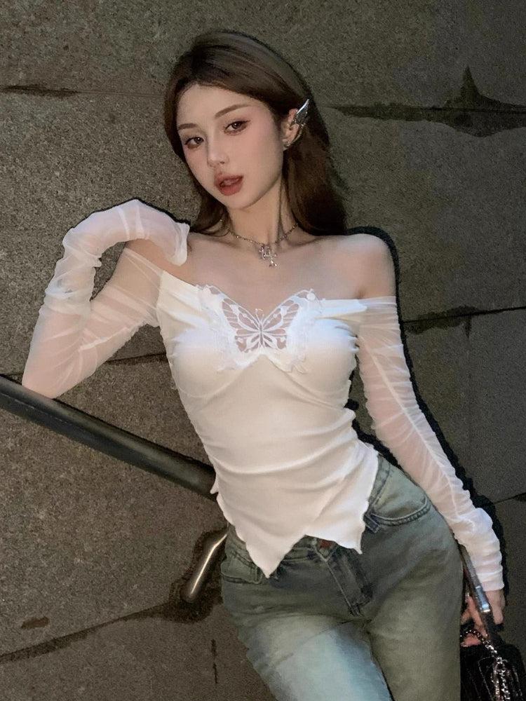 Stylish Work Outfits, Outfit Summer Ideas Baddie Butterfly Off Shoulder Top Stylish Work Outfits, Outfit Summer Ideas Baddie Butterfly Off Shoulder Top