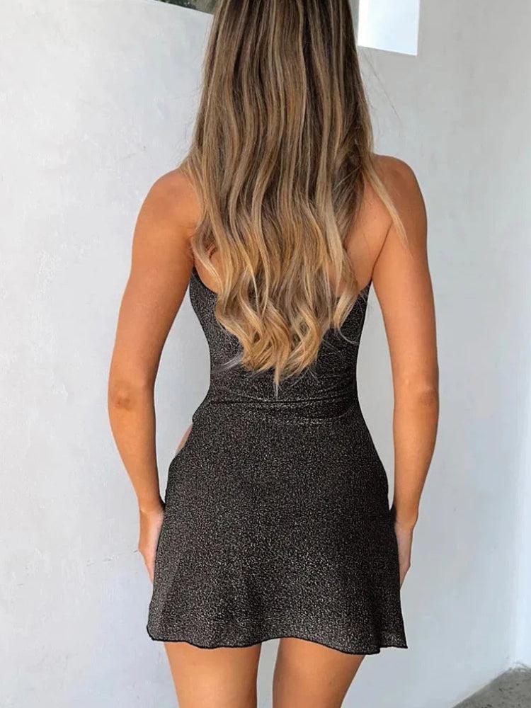 Stylish Work Outfits, Outfit Summer Ideas Baddie Glitter High Slit Mini Dress