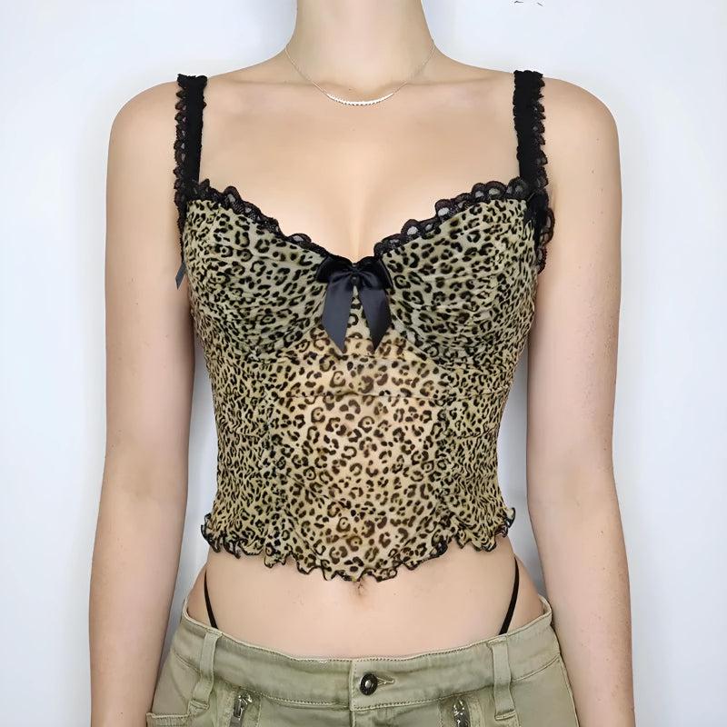 Stylish Work Outfits, Outfit Summer Ideas Baddie Leopard Mesh Top