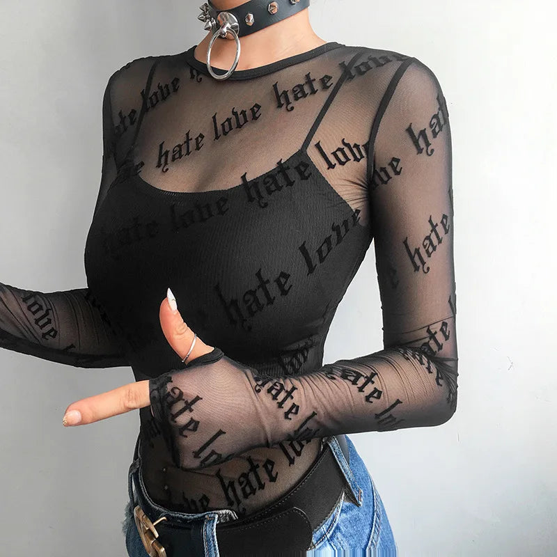 Stylish Work Outfits, Outfit Summer Ideas Baddie Love Hate Sheer Mesh Top Stylish Work Outfits, Outfit Summer Ideas Baddie Love Hate Sheer Mesh Top