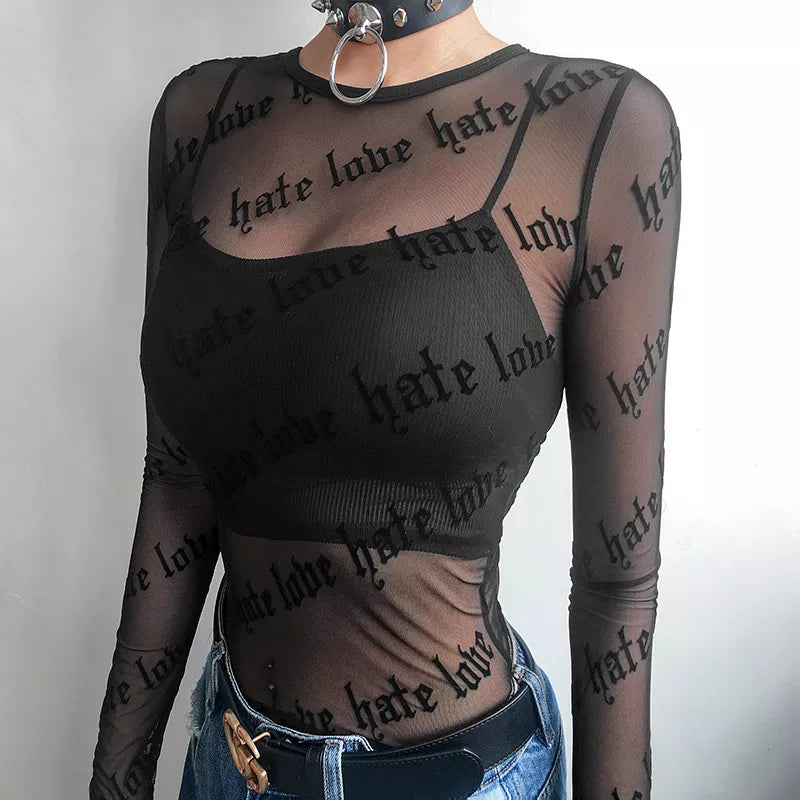 Stylish Work Outfits, Outfit Summer Ideas Baddie Love Hate Sheer Mesh Top Stylish Work Outfits, Outfit Summer Ideas Baddie Love Hate Sheer Mesh Top