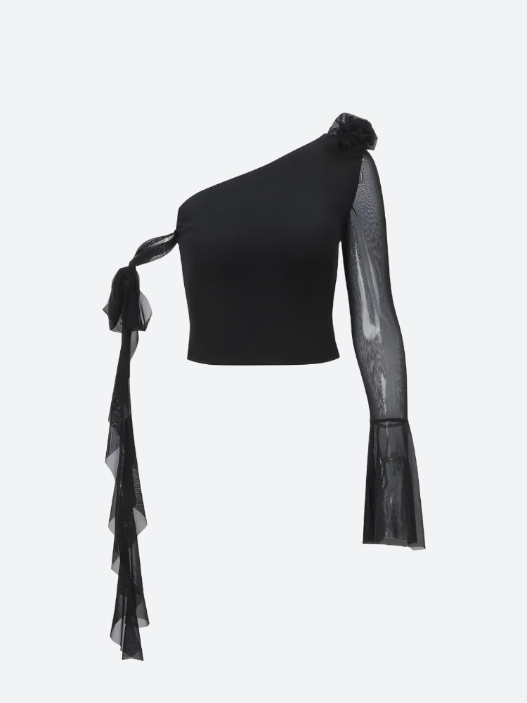 Stylish Work Outfits, Outfit Summer Ideas Baddie Rose One Shoulder Mesh Top Stylish Work Outfits, Outfit Summer Ideas Baddie Rose One Shoulder Mesh Top