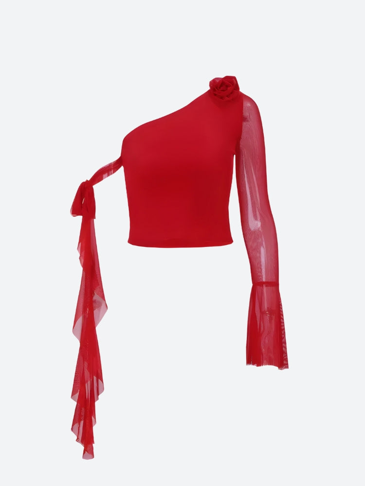 Stylish Work Outfits, Outfit Summer Ideas Baddie Rose One Shoulder Mesh Top Stylish Work Outfits, Outfit Summer Ideas Baddie Rose One Shoulder Mesh Top