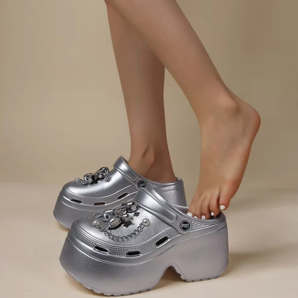 Stylish Work Outfits, Outfit Summer Ideas Balloon Dog Platform Clog Sandals