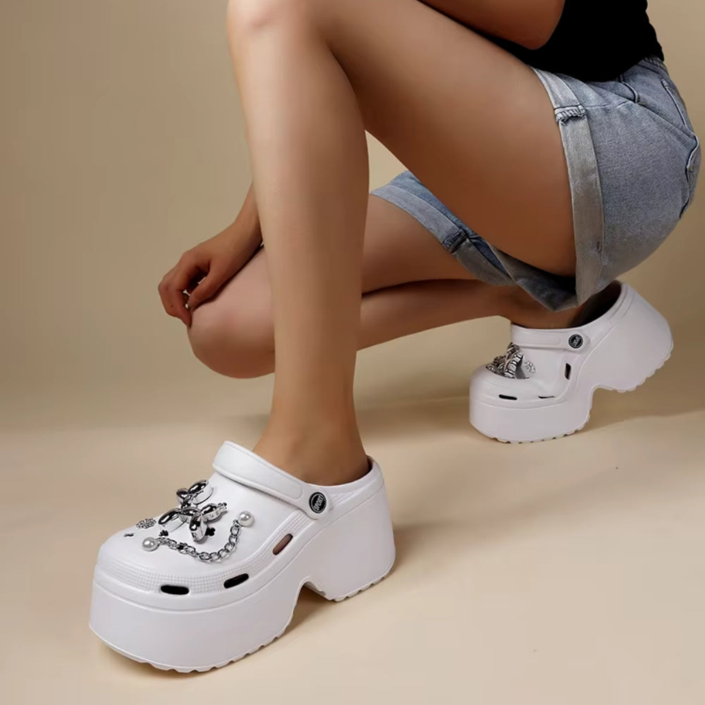 Stylish Work Outfits, Outfit Summer Ideas Balloon Dog Platform Clog Sandals Stylish Work Outfits, Outfit Summer Ideas Balloon Dog Platform Clog Sandals