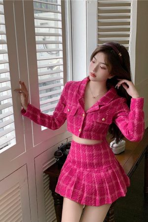 Stylish Work Outfits, Outfit Summer Ideas Barbie Crop Jacket & Mini Skirt Two Piece Set