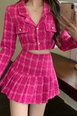 Stylish Work Outfits, Outfit Summer Ideas Barbie Crop Jacket & Mini Skirt Two Piece Set