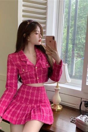 Stylish Work Outfits, Outfit Summer Ideas Barbie Crop Jacket & Mini Skirt Two Piece Set