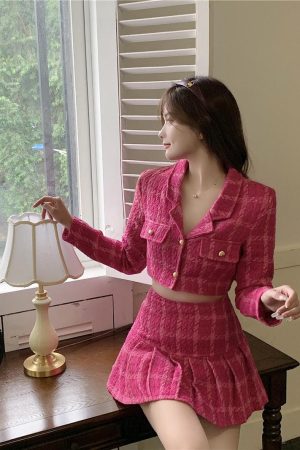 Stylish Work Outfits, Outfit Summer Ideas Barbie Crop Jacket & Mini Skirt Two Piece Set