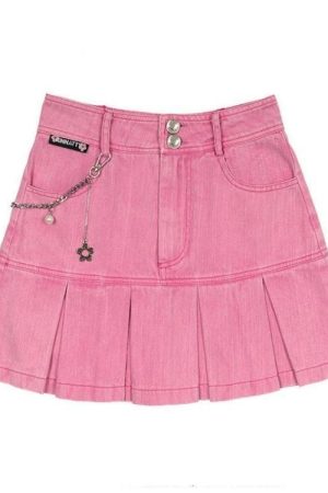 Stylish Work Outfits, Outfit Summer Ideas Barbie Pleated Denim Mini Skirt