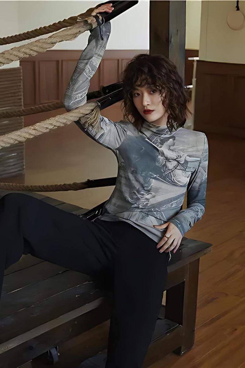 Stylish Work Outfits, Outfit Summer Ideas Baroque High Neck Fitted Top Stylish Work Outfits, Outfit Summer Ideas Baroque High Neck Fitted Top