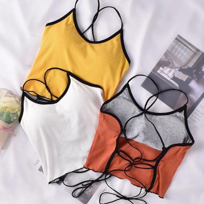 Stylish Work Outfits, Outfit Summer Ideas Basic Corduroy Backless Crop Top