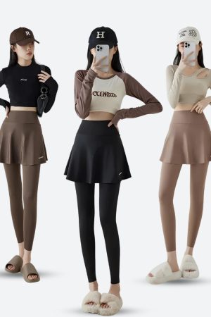 Stylish Work Outfits, Outfit Summer Ideas Basic Sport Leggings Mini Skirt