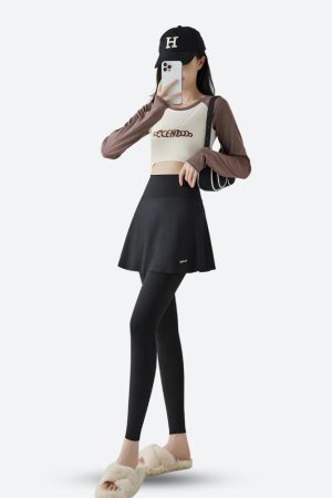 Stylish Work Outfits, Outfit Summer Ideas Basic Sport Leggings Mini Skirt