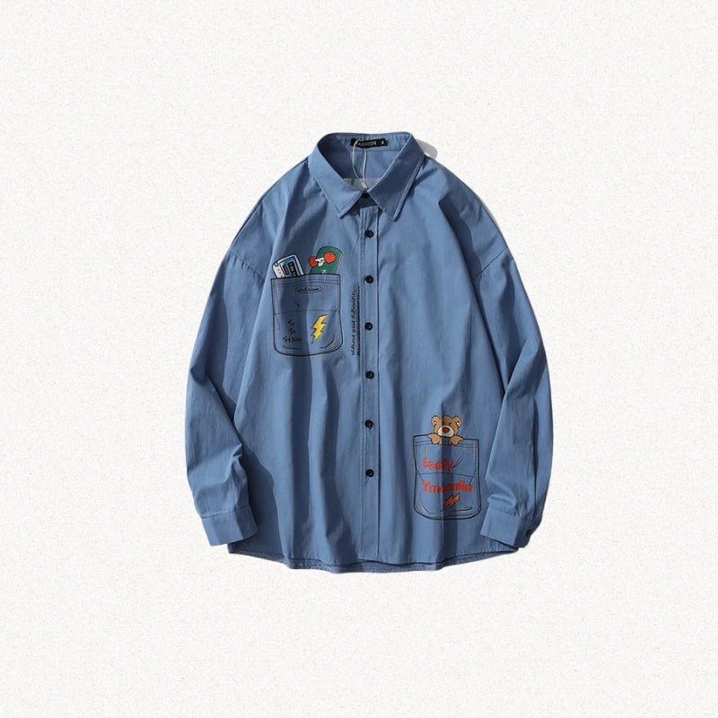 Stylish Work Outfits, Outfit Summer Ideas Bear & Skateboard Detailed Shirt Stylish Work Outfits, Outfit Summer Ideas Bear & Skateboard Detailed Shirt