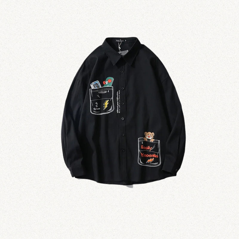 Stylish Work Outfits, Outfit Summer Ideas Bear & Skateboard Detailed Shirt Stylish Work Outfits, Outfit Summer Ideas Bear & Skateboard Detailed Shirt