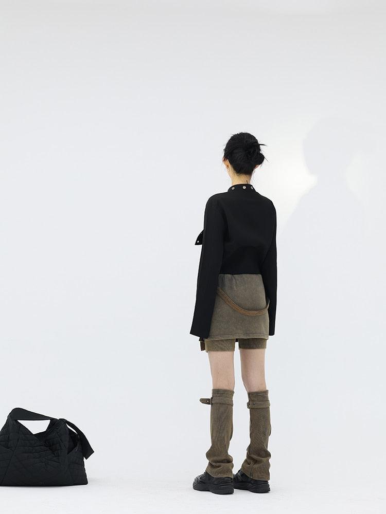 Stylish Work Outfits, Outfit Summer Ideas Belt Detail Denim Mini Skort With Leg Warmer Stylish Work Outfits, Outfit Summer Ideas Belt Detail Denim Mini Skort With Leg Warmer