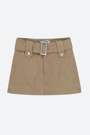 Stylish Work Outfits, Outfit Summer Ideas Belted Denim Mini Skirt