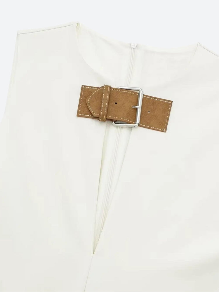 Stylish Work Outfits, Outfit Summer Ideas Belted Plunge Neck Mini Dress Stylish Work Outfits, Outfit Summer Ideas Belted Plunge Neck Mini Dress