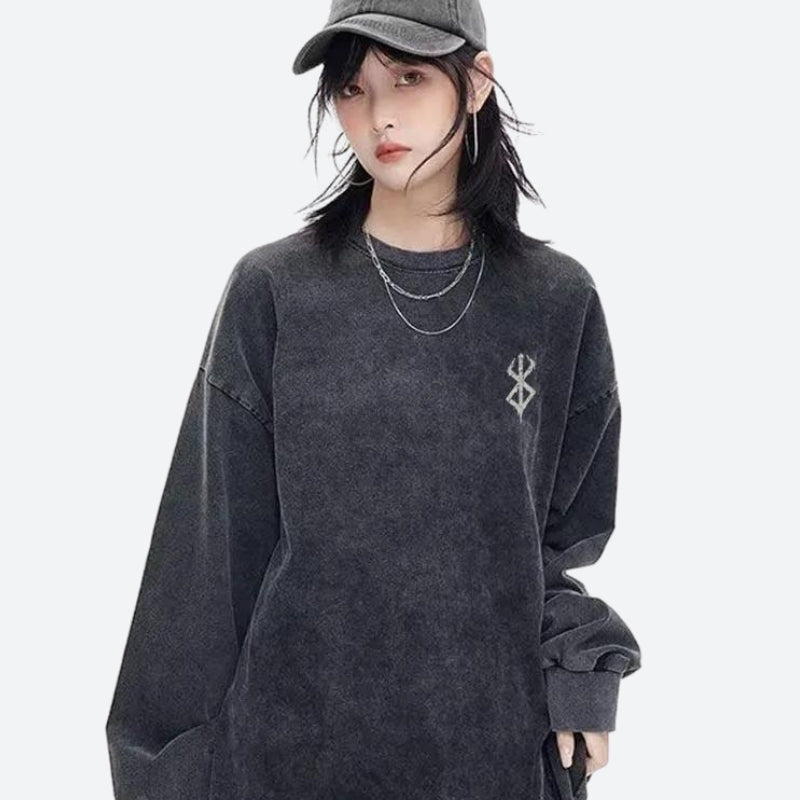 Stylish Work Outfits, Outfit Summer Ideas Berserk Printed Distressed Unisex Sweatshirt Stylish Work Outfits, Outfit Summer Ideas Berserk Printed Distressed Unisex Sweatshirt