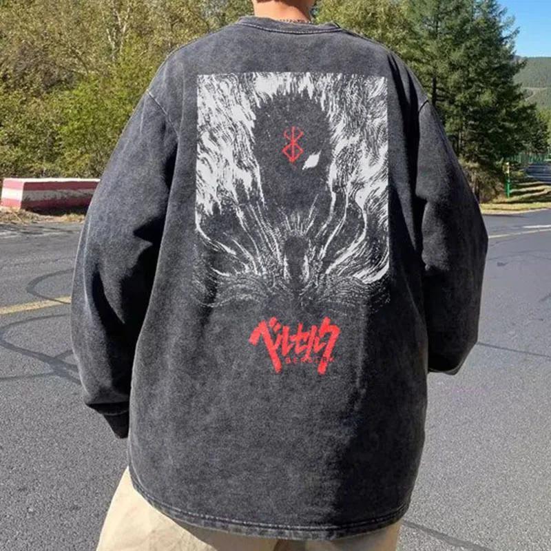 Stylish Work Outfits, Outfit Summer Ideas Berserk Printed Distressed Unisex Sweatshirt