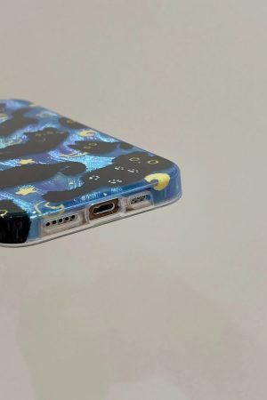 Stylish Work Outfits, Outfit Summer Ideas Black Cat Phone Case with Charm