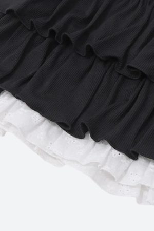 Stylish Work Outfits, Outfit Summer Ideas Black Coquette Mini Skirt