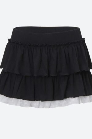 Stylish Work Outfits, Outfit Summer Ideas Black Coquette Mini Skirt