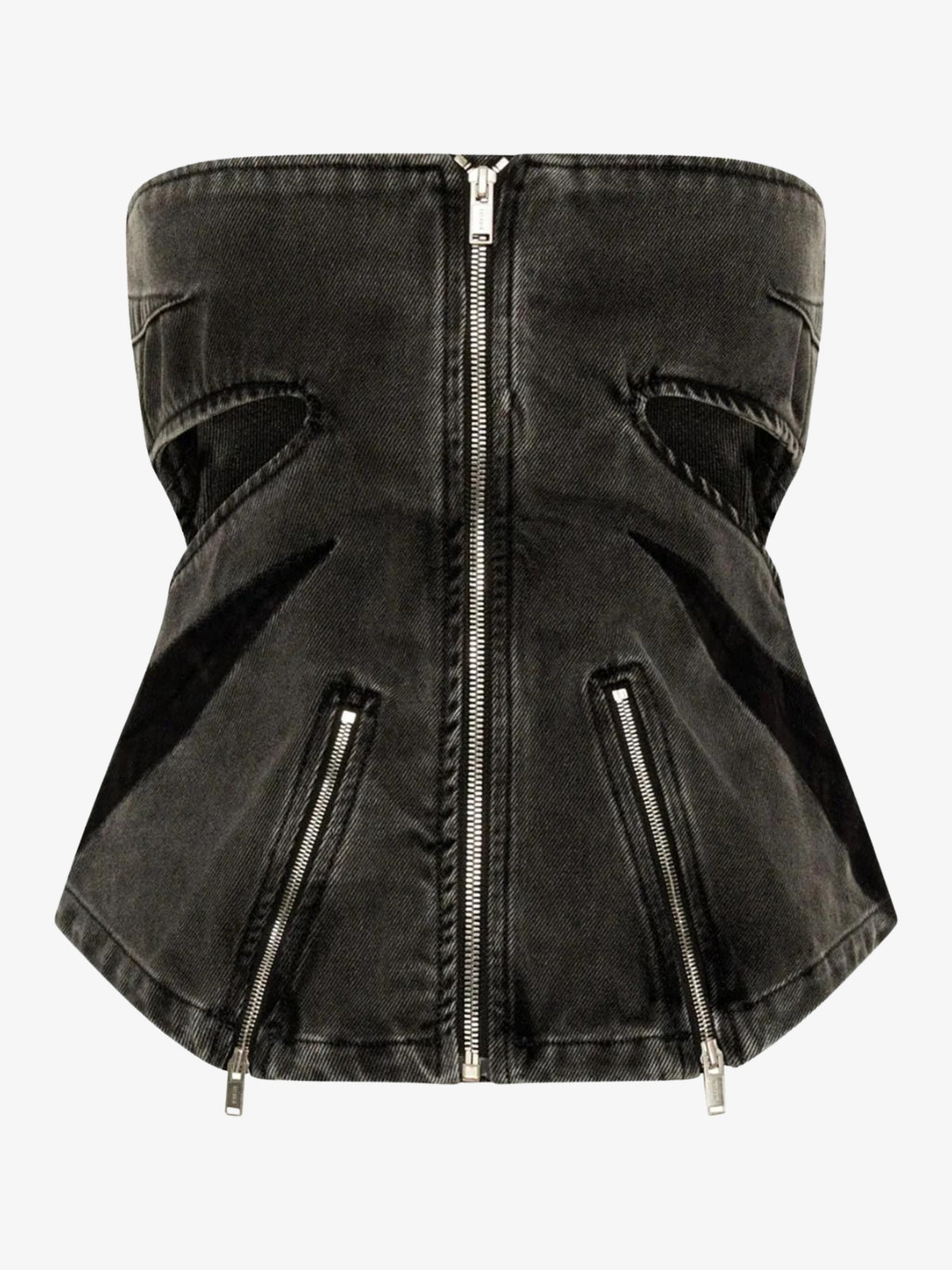 Stylish Work Outfits, Outfit Summer Ideas Black Denim Tube Top & Patch Jeans Two Piece Set Stylish Work Outfits, Outfit Summer Ideas Black Denim Tube Top & Patch Jeans Two Piece Set