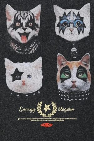 Stylish Work Outfits, Outfit Summer Ideas Black Energy Cat Band Tee