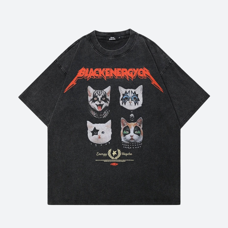 Stylish Work Outfits, Outfit Summer Ideas Black Energy Cat Band Tee