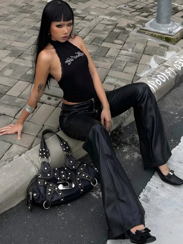 Stylish Work Outfits, Outfit Summer Ideas Black Halter Top
