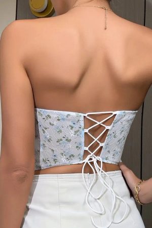 Stylish Work Outfits, Outfit Summer Ideas Blue Corset Top