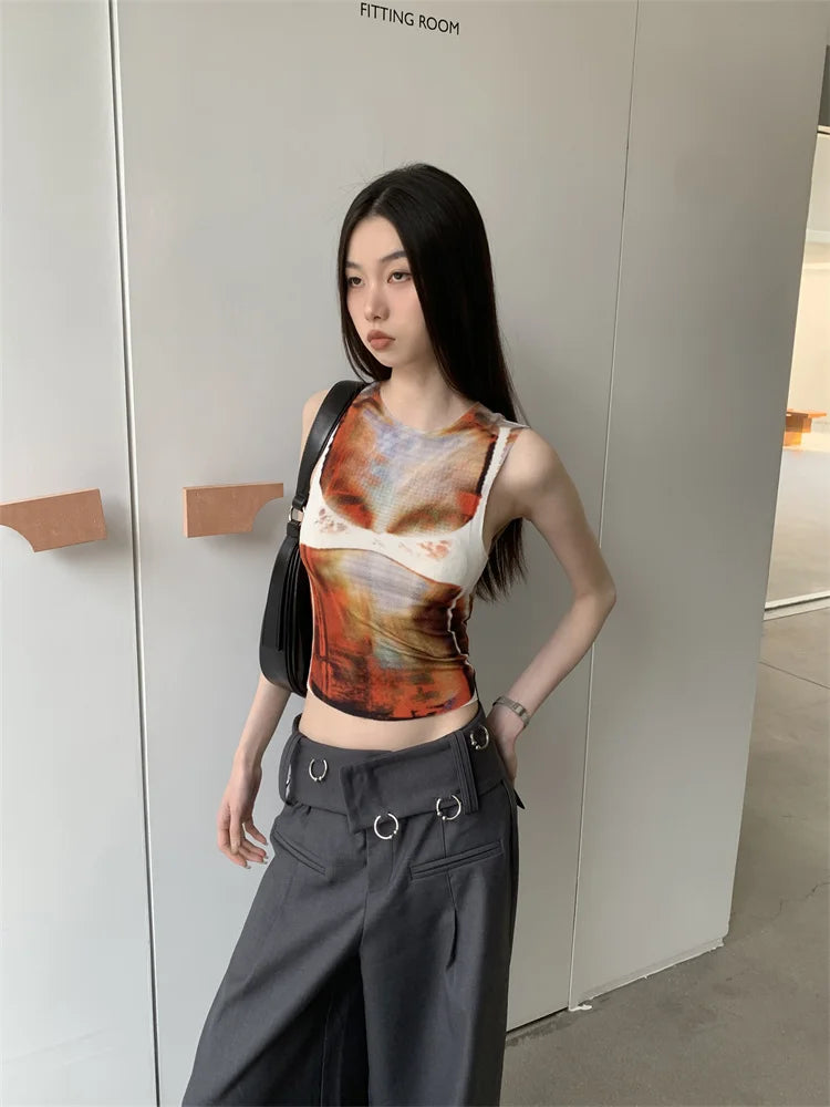 Stylish Work Outfits, Outfit Summer Ideas Body Printed Tank Top