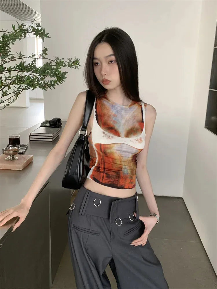 Stylish Work Outfits, Outfit Summer Ideas Body Printed Tank Top