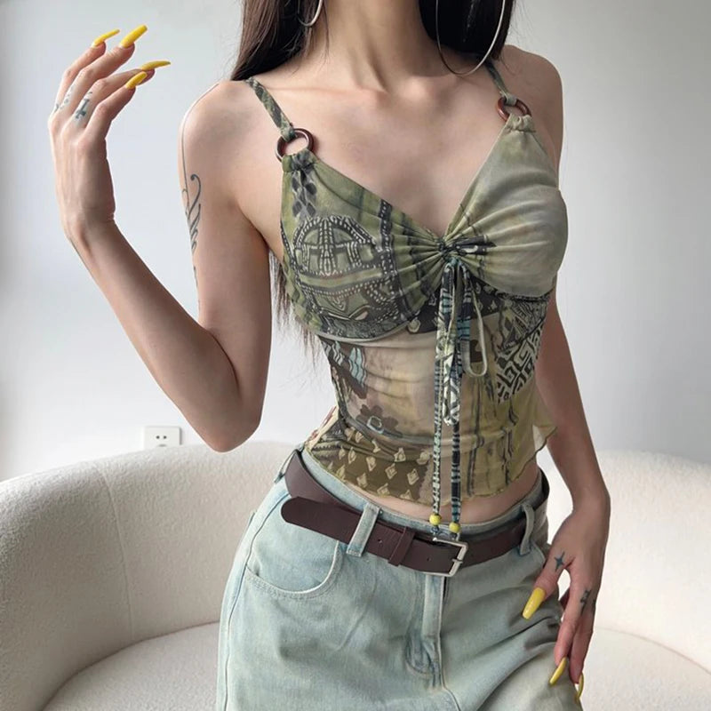 Stylish Work Outfits, Outfit Summer Ideas Bohemian Tie-Up Top