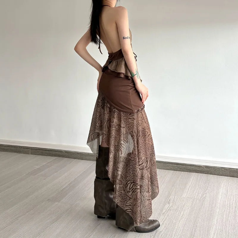 Stylish Work Outfits, Outfit Summer Ideas Boho Asymmetric Top & Leopard Midi Skirt Two Piece Set Stylish Work Outfits, Outfit Summer Ideas Boho Asymmetric Top & Leopard Midi Skirt Two Piece Set