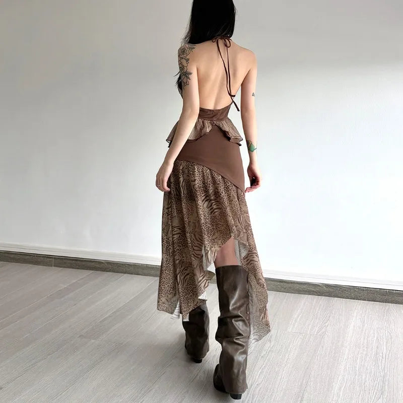 Stylish Work Outfits, Outfit Summer Ideas Boho Asymmetric Top & Leopard Midi Skirt Two Piece Set Stylish Work Outfits, Outfit Summer Ideas Boho Asymmetric Top & Leopard Midi Skirt Two Piece Set