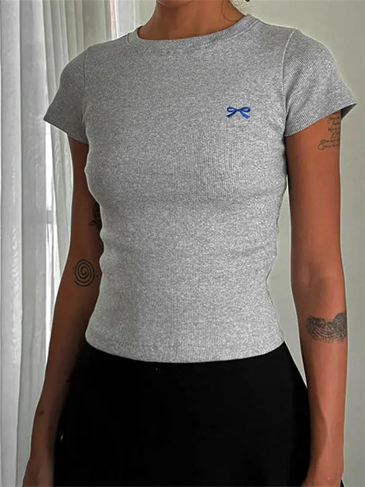 Stylish Work Outfits, Outfit Summer Ideas Bow Basic Tee Stylish Work Outfits, Outfit Summer Ideas Bow Basic Tee