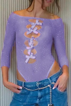 Stylish Work Outfits, Outfit Summer Ideas Bow Cut Out Rhinestone Bodysuit