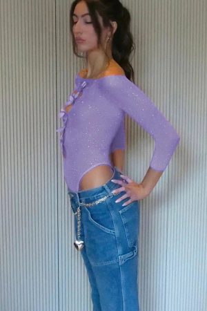 Stylish Work Outfits, Outfit Summer Ideas Bow Cut Out Rhinestone Bodysuit