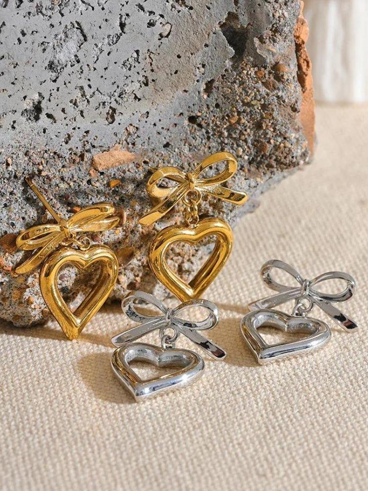 Stylish Work Outfits, Outfit Summer Ideas Bow & Heart Earrings