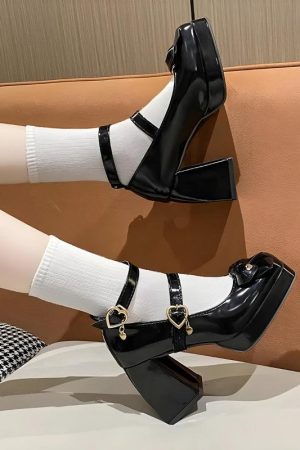 Stylish Work Outfits, Outfit Summer Ideas Bow & Heart Mary Jane High Heels