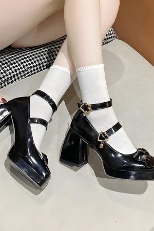 Stylish Work Outfits, Outfit Summer Ideas Bow & Heart Mary Jane High Heels